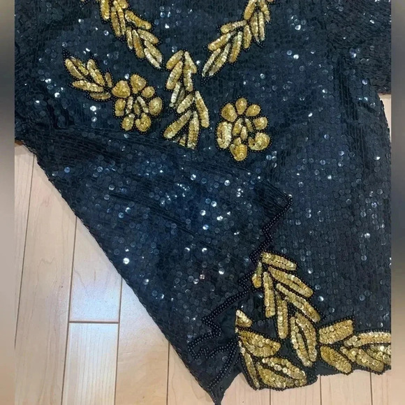 Vintage Sequin back and gold top size small jewel queen - Picture 9 of 9